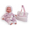 Realistické miminko s kostřičkou - holčička Clara od firmy Antonio Juan ze Španělska (Recién Nacida Baby Clara posturitas invierno bolso borr)