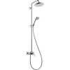 HANSGROHE Croma Showerpipe nástenný sprchový systém s pákovou batériou, horná sprcha 1jet priemer 220 mm, ručná sprcha 4jet, chróm, 27222000