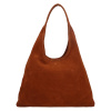 Dámska kožená, semišová kabelka cez rameno Italia Matelda - koňak