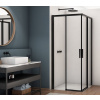 Ronal DIVERA rohový sprchový kút 90x90 cm sklo Číre profil Čierny Posuvné dvere D22SE2B0900607