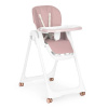 Kŕmna stolička s nastaviteľnou výškou a popruhmi z ekokože s dvojitým podnosom ružová
