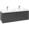 VILLEROY & BOCH Subway 3.0 závesná skrinka pod dvojumývadlo, 2 zásuvky, s LED osvetlením, 1272 x 478 x 429 mm, Graphite, C567L1VR