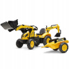 FALK Šliapací traktor 2086Y Komatsu s nakladačom rýpadlom a vlečkou
