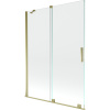 Mexen Velar, 2-krídlová posuvná vaňová zástena 130 x 150 cm, 8mm číre sklo, zlatý lesklý profil, 896-130-000-01-50