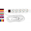 Strend Pro 2130012 Cable GERMAN socket GER DG-805BK 5,00 m, 5 zásuvky, HU, RO, SRB, CRO + spínač