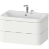 DURAVIT Happy D.2 Plus c-bonded závesná skrinka s nábytkovým umývadlom s dvomi otvormi, 2 zásuvky, 775 x 490 x 480 mm, biela matná lakovaná, HP4637E3636