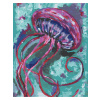 Diamantové maľovanie - MEDÚZA NA ZELENOM POZADÍ Rámovanie: vypnuté plátno na rám, Rozmer: 40x50 cm