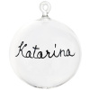 Číra sklenená guľa s menom a závesným očkom + Text na ozdobu FR čirá