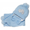 Zimná čiapočka s šálom - Autíčko sv. modré, 0-6m, Baby Nellys