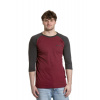 Pánské tričko s 3/4 rukávem Meatfly Reagan 2025 Dark Wine/Charcoal Heather