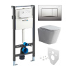 Mereo WC set - Smart flush rimless WC hranaté, modul pre sadrokartón, chróm hranaté tlačidlo matné MM02NSETRT321