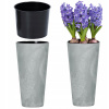 Kvetináč Prosperplast 20 cm x 20 x 38,1 cm priemer 20 cm plast odtiene sivej a striebornej (VYSOKÝ okrúhly záhradný kvetináč PRE DOMÁCI ZÁHRADNÝ BETÓNOVÝ EFEKT 38,1 CM)