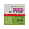 Korum Xpert Maggot Hooks Micro-Barbed to Nylon hotový náväzec 0,19 mm Velikost 12 8 ks