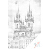 Vymalujsisam.sk Bodkovanie - Chrám Matky Božej pred Týnom Farba: Červená, Veľkosť: 40x60cm, Rám: Na kartónovej doske