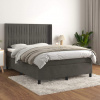 vidaXL Posteľný rám boxspring s matracom tmavosivý 140x190 cm zamat