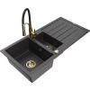 MEXEN - Andres granitový drez s odkvapkávačom vrátane batérie Aster, čierna nakrapiany 6515-76-73450-57-G