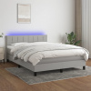vidaXL Posteľ boxsping s matracom a LED bledosivá 140x190 cm látka - Sivá - 177826-111975