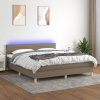 vidaXL Posteľ boxsping s matracom a LED sivohnedá 160x200 cm látka - Šedohnedá - 58463-13436