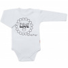Body dlhý rukáv Baby Nellys, Made with love, sivé, veľ. 80, 80 (9-12m)