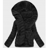 Čierna krátka obojstranná dámska zimná bunda (2M-21507) odstíny černé XL (42)