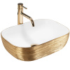 Rea BELINDA GOLD BRUSH/WHITE UMÝVADLO NA DOSKU, bielo-zlaté keramické REA-U7422