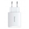 Baseus kompaktný rýchlonabíjací adaptér 2x USB-A, 1x USB-C 30W biely CCXJ-E02