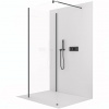 CERANO - Sprchová zástena Walk-in Onyx Corner Round Ľ/P - 8 mm - guľatá vzpera - čierna matná, transparentné sklo - 90x70x200 cm