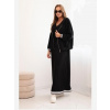 Kesi Włoski Komplet dámsky s viskózou s rozopínacou blúzkou a dlhými šatami čierny
