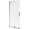 Mexen Velar L, 2-krídlová posuvná vaňová zástena 95 x 150 cm, 8mm sklo námraza, ružové zlato, 896-095-003-31-60