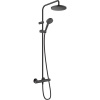 HANSGROHE Vernis Blend Showerpipe nástenný sprchový systém s termostatom, horná sprcha 1jet priemer 205 mm, ručná sprcha 2jet, matná čierna, 26276670