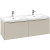VILLEROY & BOCH Subway 3.0 závesná skrinka pod dvojumývadlo, 2 zásuvky, s LED osvetlením, 1272 x 478 x 429 mm, Cashmere Grey, C567L2VN