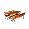 Drevená lavica s operadlom 160 x 56 cm (ZÁHRADNÝ NÁBYTOK DREVENÉ LAVICE STOLY TERASA SET ZÁHRADNÉ KOVOVÉ NOHY LIATINA)