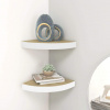 vidaXL Nástenné rohové police 2 ks dub a biele 35x35x3,8 cm MDF