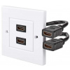 NEDIS nástenný Box HDMI/ 2x HDMI zásuvka/ 4K@60Hz/ 18 Gbps/ pozlátené/ čierno-biely