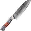 IZMAEL Damaškový kuchynský nôž Yamiyo Santoku/Červená/Sivá 17.5 cm