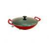 Wok panvica - Kesi japonská červená wok 5l liatina 35,5 cm (Wok panvica - Kesi japonská červená wok 5l liatina 35,5 cm)