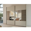 Šatníková skriňa so zrkadlom Barea, 226 cm, béžová/dub atlantic