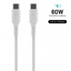 Liquid silicone kabel FIXED s konektory USB-C/USB-C a podporou PD, 1.2m, USB 2.0, 60W, bílý