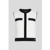 SVETER KARL LAGERFELD CONTRAST SLEEVELESS KNIT TOP OFF WHITE
