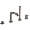 Grohe ESSENCE NEW baterie na okraj vany, 4-otvorová, s přepínačem, se sprchovou soupravou, hard graphite
