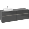 VILLEROY & BOCH Collaro závesná skrinka pod umývadlo na dosku (umývadlo vľavo), 4 zásuvky, s LED osvetlením, 1600 x 500 x 548 mm, Glossy Grey, C078B0FP