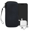 kwmobile Universal smartphone Sleeve - Corduroy with Hand řemínek and Zipper Closure - Internal Mesh Pocket - Mobile telefon Sleeve Pouch - Neoprene telefon Sock - Navy modrá
