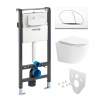 Mereo WC set - Smart flush rimless WC oblé, modul pre sadrokartón, biele oválne tlačidlo MM02NSETRT210