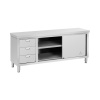 Royal Catering Nerezová pracovná skrinka - 200 x 60 x 85 cm - nosnosť 600 kg - 3 zásuvky RCSSCB-200X60-S