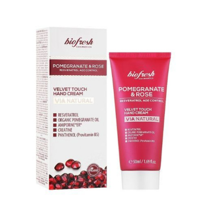 Bio Fresh Cosmetic Krém na ruky proti starnutiu Velvet touch Pomegranate & Rose 50ml