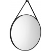 Aqualine STAGO zrkadlo guľaté s koženým popruhom, priemer 60cm, čierna mat SG065