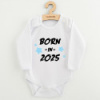 Detské body s potlačou New Baby BORN IN 2025 blue Biela 80 (9-12m)