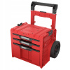Pojazdný box na náradie s kolieskami Qbrick System PRO Cart 2.0 Plus Zásuvka 3 RED