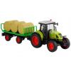 LEAN TOYS Traktor s prívesom so senom 37,5 cm, svetlo + zvuk