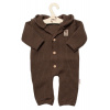 Baby Nellys Pletený overálok s kapucňou a gombíkmi Hand Made, hnedý Baby Nellys